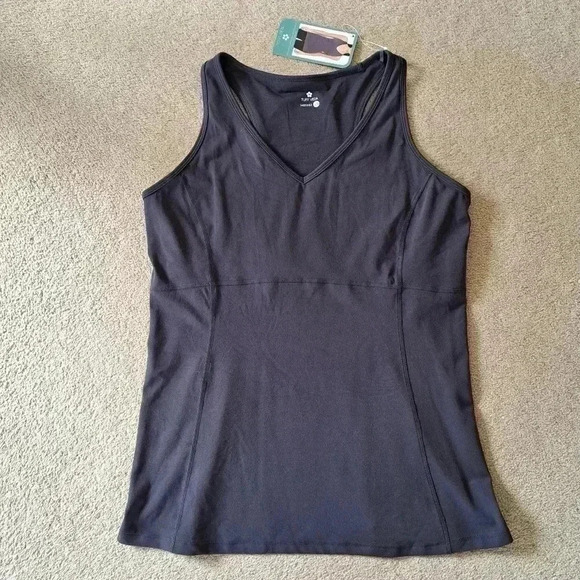 NWT  Tuff Veda Active Tank Grey Large Workout Top with Built In Bra - Picture 10 of 10